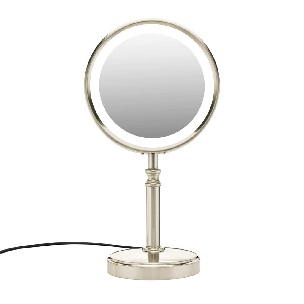 A view of the coinair reflections double sided lighted makeup mirror