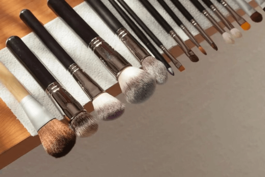 a lot of brushes on a surface